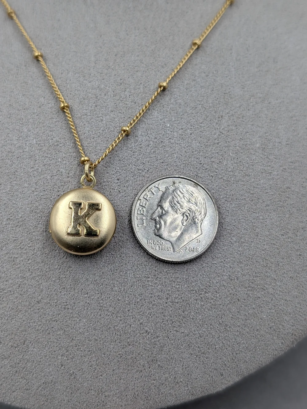 Spartina 449 Initial K Mini Round Locket Necklace Gold | M170